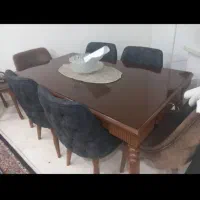 میز صندلی ناهارخوری ۶ نفره با شیشه ۶ میل سالم