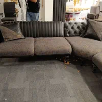 مبلمان لوکس کلاسیک چرم مشکی طلایی