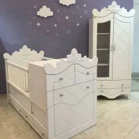 تخت و کمد نوزاد دومنظوره ام دی اف کد۲۲۲