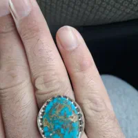 انگشتر فیروزه قدیمی و سنگ عقیق سلیمانی دور نجف