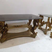 جلو مبلی میز سه تیکه با شیشه10 میل کلکسیونی عتیقه