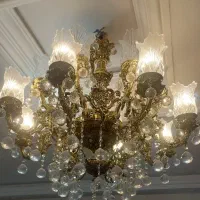 لوستر برنزی ۸ شاخه ۱۶ شعله|لوستر و چراغ آویز|خرم‌آباد, |دیوار