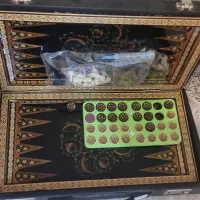 تخته نرد خاتم کاری منبت مشکی بهمراه جعبه مخمل|صنایع دستی و سایر لوازم تزئینی|نور, |دیوار