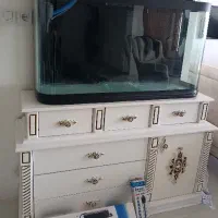 آکواریوم شیشه خم ده میل + میز + تجهیزات نو نو