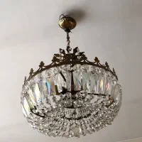 لوستر برنجی و کریستالی|لوستر و چراغ آویز|تهران, مجیدیه|دیوار