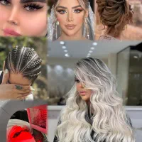 خدمات آموزش بالوازم شنیون گریم کوتاهی رنگ ومش عروس