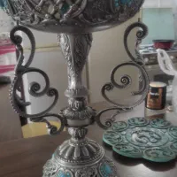 ۹تیکه سیلور و شمعدان شاه عباسی|صنایع دستی و سایر لوازم تزئینی|نهاوند, |دیوار