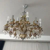 فروش دوعدد لوستر  طلایی استیل|لوستر و چراغ آویز|اسفراین, |دیوار