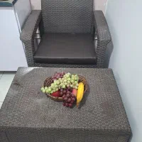 صندلی طرح حصیری ۲ عدد به همراه عسلی