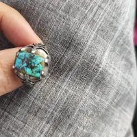 انگشترمردانه نقره نگین فیروزه ای سایز6|جواهرات|مبارکه, |دیوار