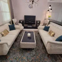 مبل راحتی ۸ نفره همراه یک پاف (جلومبلی)|مبلمان خانگی و میز عسلی|اسلامشهر, مطهری|دیوار