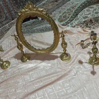 آیینه و شمعدان برنز قدیمی