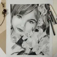 نقاشی چهره سیاه قلم