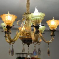 لوستر ۵ شعله کریستالی کلاسیک بسیار تمیز