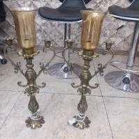 شمعدان برنز سنگین وزن با لاله واداتی|لوستر و چراغ آویز|تبریز, |دیوار