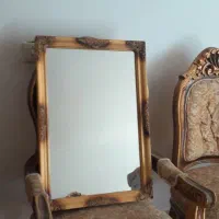 آیینه قدیمی سنگ با قاب طلایی