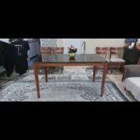میز ناهار خوری چوبی ۶ نفره باشیشه دودی بدون صندلی|میز و صندلی غذاخوری|اندیشه, اندیشه فاز ۱|دیوار