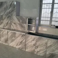 کابینت طرح سنگ رنگ طوسی