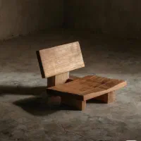 صندلی کودک صندلی ژاپنی چوبی چوب طبیعی بلوط گردو ون