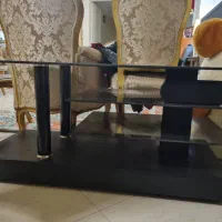 میزتلویزیون چوب وشیشه مشکی