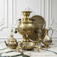 سماور برنز ۶ لیتری به همراه سرویس کامل|کلکسیون اشیاء عتیقه|تهران, اتابک|دیوار