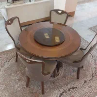 میز ناهارخوری صفحه گردون تمام چوب گردو