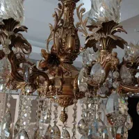 لوستر ۸شاخه برنزی کارشرکتی  به همراه میز فرشته|لوستر و چراغ آویز|پرند, فاز ۵|دیوار