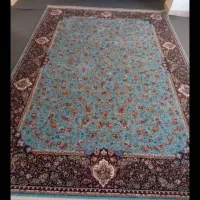 قالی گل فرنگ ۹متری درحدنو سبز آبی