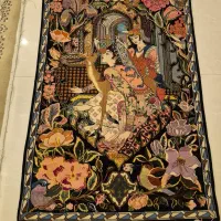 فرش دستباف زر و نیم اصفهان کرک و ابریشم نو