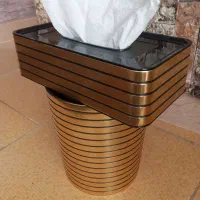 جای دستمال کاغذی به همراه سطل زباله