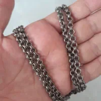 زنجیر نقره دو بافت یزدی