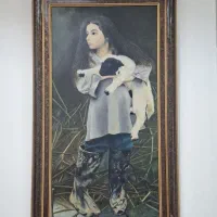 تابلو نقاشی رنگ روغن دختر تالشی با قاب اصل