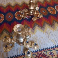 یک جفت لوستر برنجی ۹شاخه با آبکاری طلا  درحدنو|لوستر و چراغ آویز|نسیم‌شهر, |دیوار
