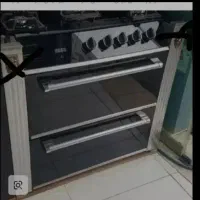 گاز استیل ۵ شعله طرح فردار صفحه شیشه ای