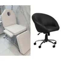 تخت و صندلی آرایشگاهی هردو رنگ سفید