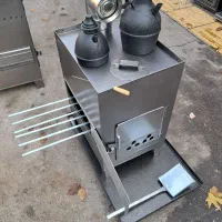 بخاری هیزمی 60سانتی کبابی دریچه بالا پخت غذا منقل