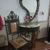 اینه کنسول وصندلی فرفورژه،میزناهارخوری4نفره شیشه ی