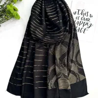 شال حریرشیفون مشکی طلایی