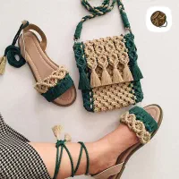 ست کیف و صندل مکرومه