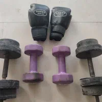 دمبل هفت کیلوی وهشت کیلو دستکش بوکس|تجهیزات ورزشی|زاهدان, |دیوار
