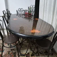 میز غذا خوری ۸نفره فلز چوب