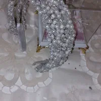 تاج خارجی عروس تمام مرواریدی پهن