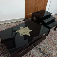 ست کامل میز پذیرایی و پا مبلی نو درحد