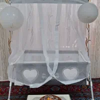 گهواره کودک طوسی سفید