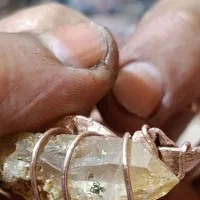 دستبند دستساز مس الماس هرکیمر خزهای معدنی|جواهرات|لنگرود, |دیوار