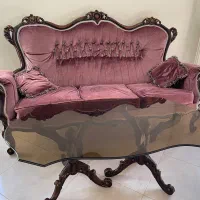 سرویس کامل ۹ نفره ی مبل استیل با رویه ی مخمل دو رو
