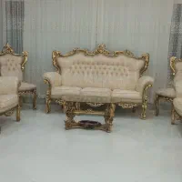 مبل سلطنتی ۹ نفره با میز جلو مبلی و دو میز عسلی