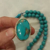 انگشتر فیروزه همراه با تسبیح فیروزه