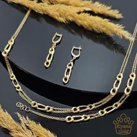 سرویس طلا فیگارو زنجیری گردنبند دستبند گوشواره
