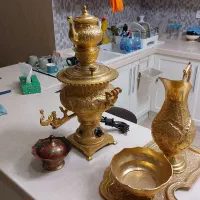 ست سماور روکش آب طلا برقی سایز بزرگ